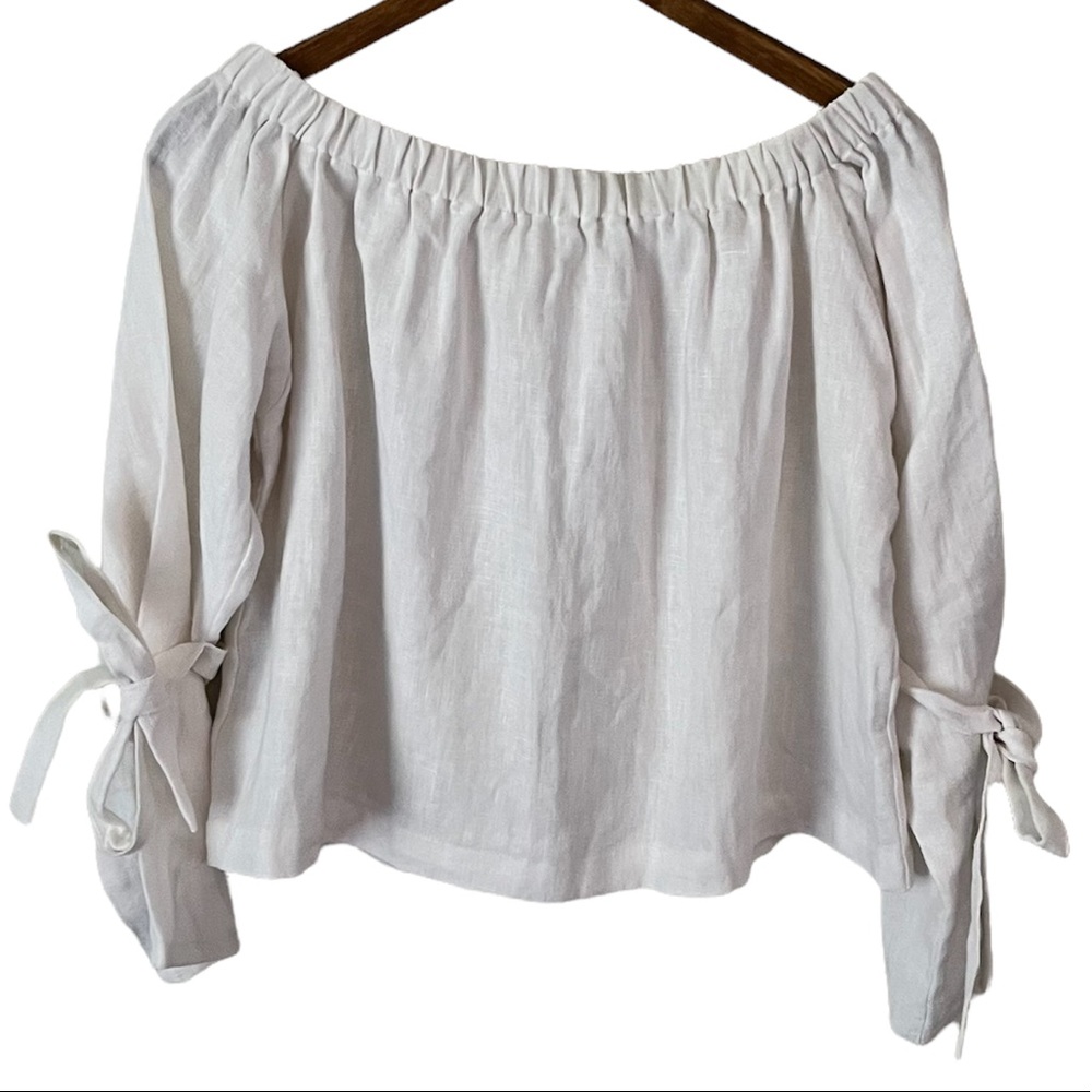 SIR. The Label REVOLVE White Linen Frida Off The Shoulder Blouse Size 0